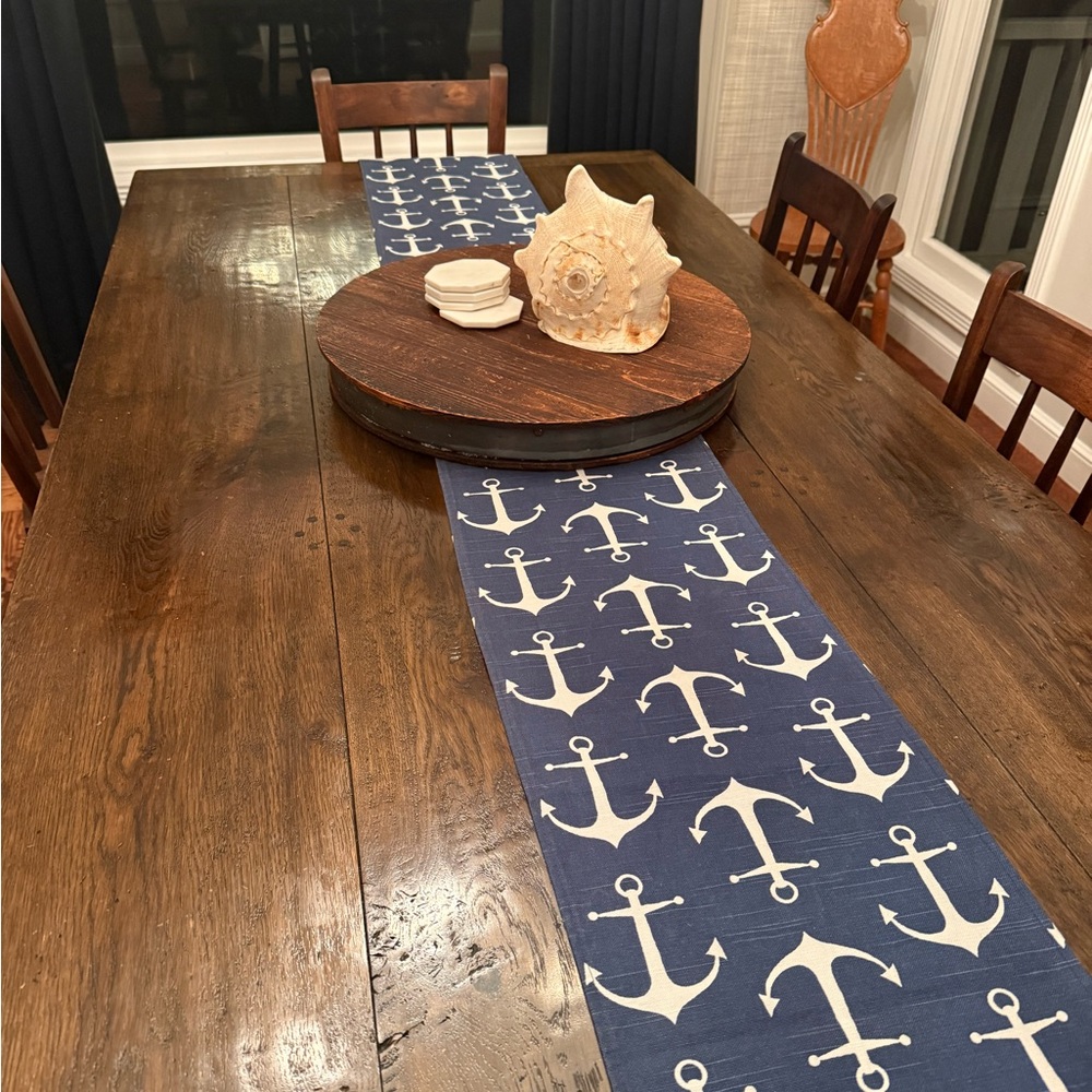 Nautical Anchor Table Runner - Navy and White NWOT